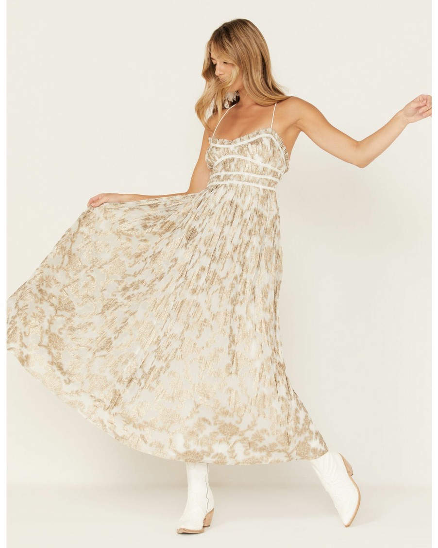 Dress * | Free People Women'S Charlie Floral Print Bustier Maxi Dress Ivory