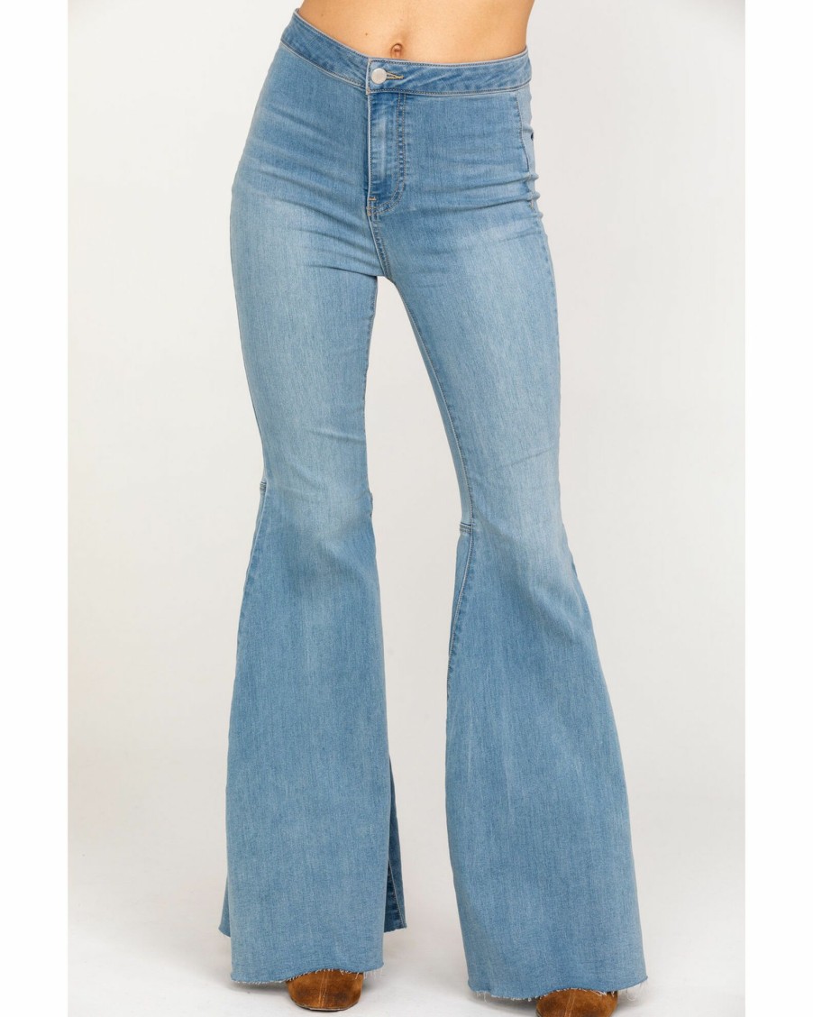 Jean * | Free People Women'S Light Wash High-Rise Just Float On Flare Jeans Blue