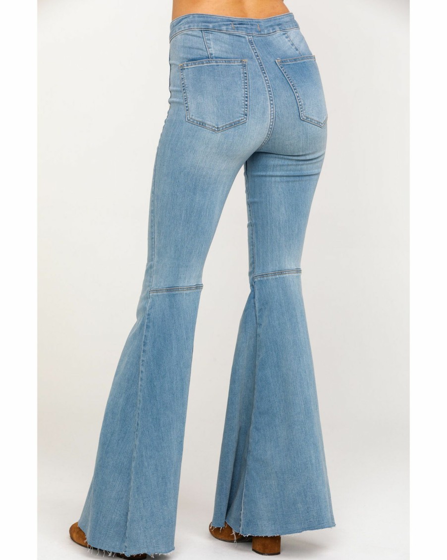 Jean * | Free People Women'S Light Wash High-Rise Just Float On Flare Jeans Blue