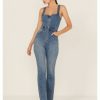 Dress * | Free People Women'S Curvy 2Nd Ave Sleeveless Open Back Denim Jumpsuit Blue