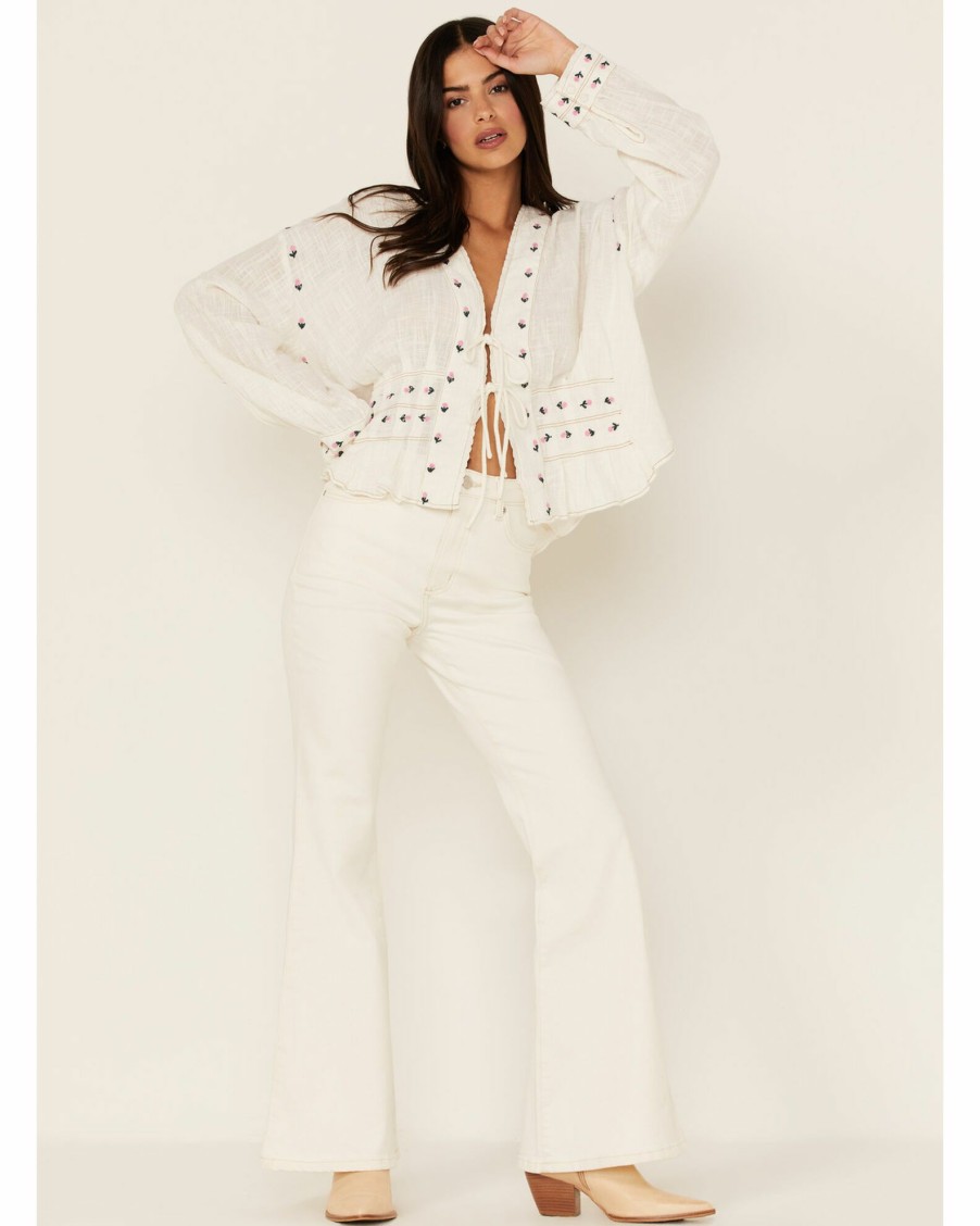 Shirt * | Free People Women'S Kizzy Embroidered Top White