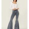 Jean * | Free People Women'S Just Float On Cloudy Indigo Flare Jeans Ivory