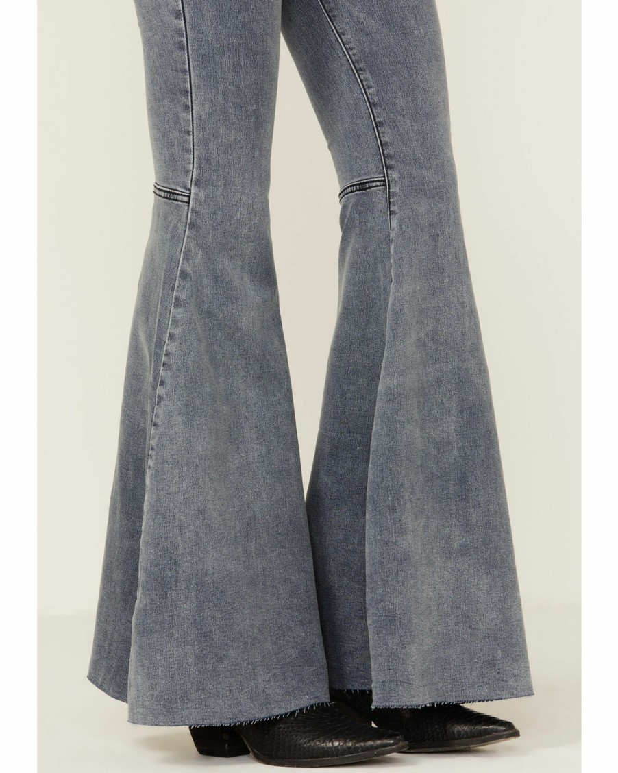 Jean * | Free People Women'S Just Float On Cloudy Indigo Flare Jeans Ivory