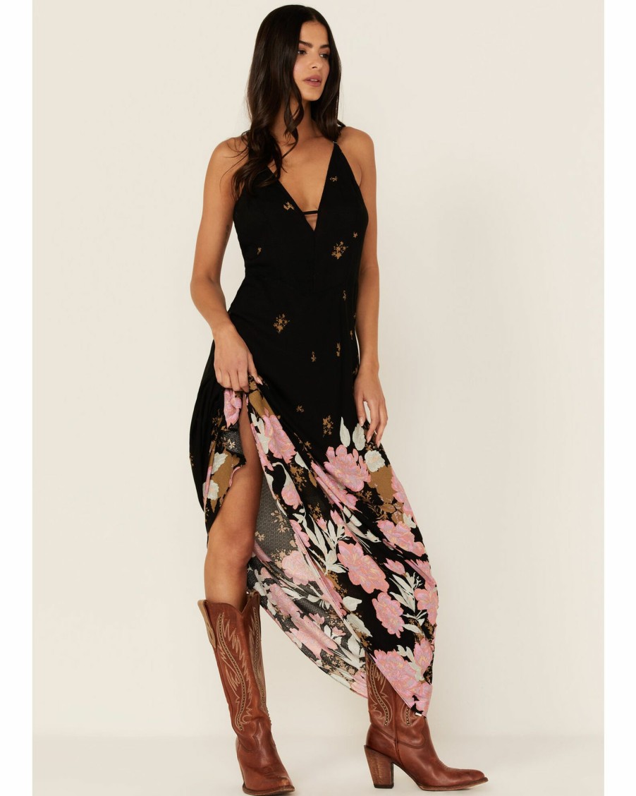 Dress * | Free People Women'S Get To You Floral Print Maxi Dress Black