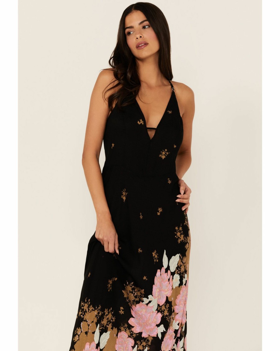 Dress * | Free People Women'S Get To You Floral Print Maxi Dress Black