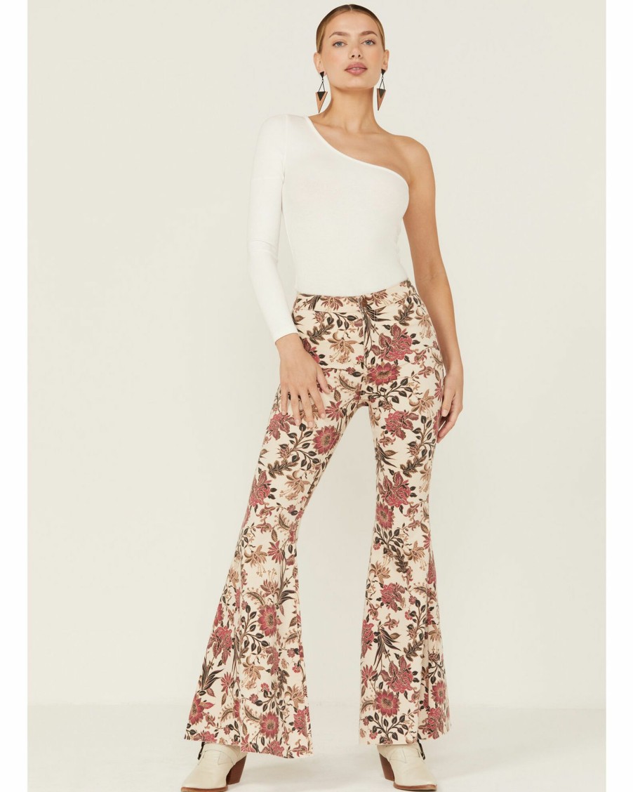 Jean * | Free People Women'S Barcelona Combo Print Float On Flare Jeans Multi