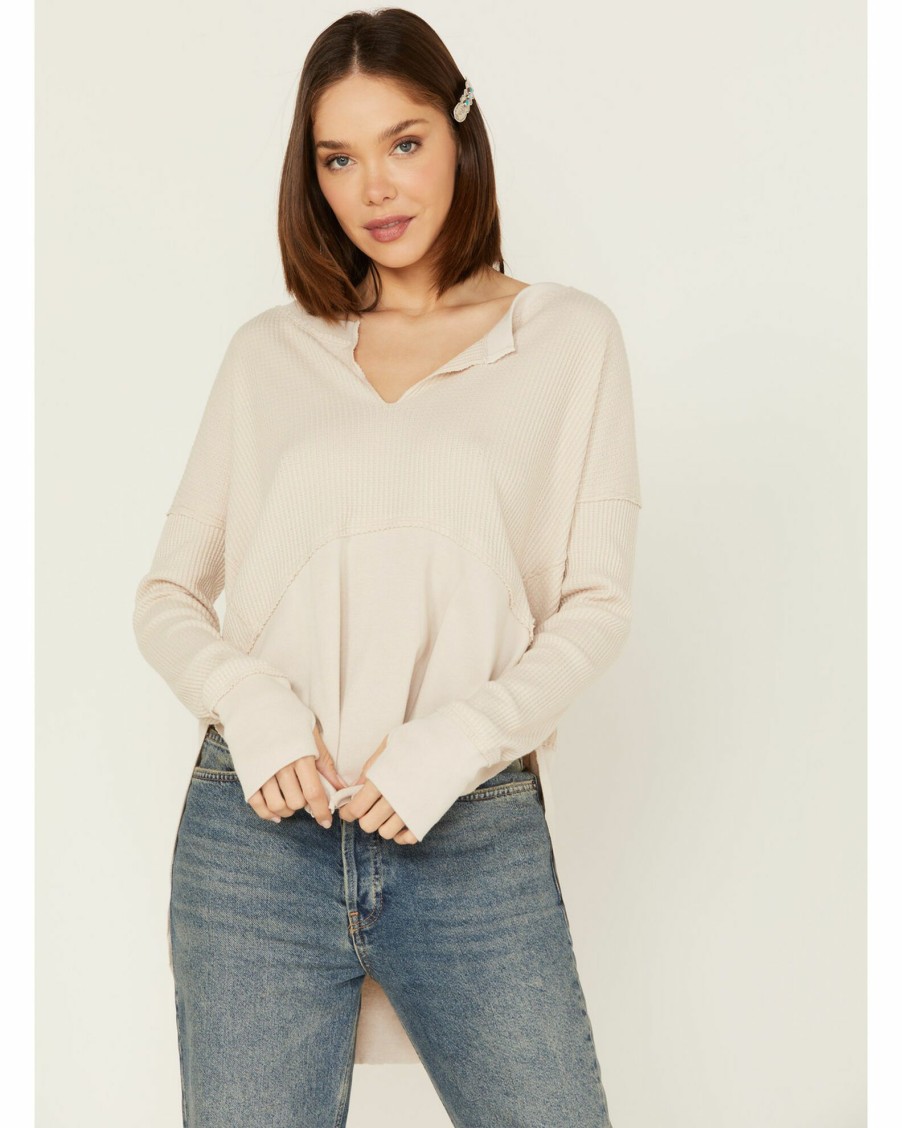 Shirt * | Free People Women'S Monterey Thermal Long Sleeve Shirt Ivory