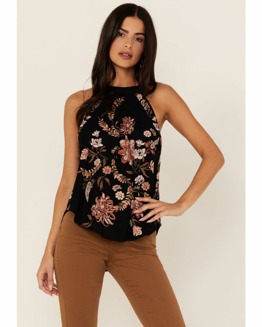 Shirt * | Free People Women'S Emily Printed Tank Black