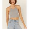 Shirt * | Free People Women'S Cropped Racerback Tank Top Grey