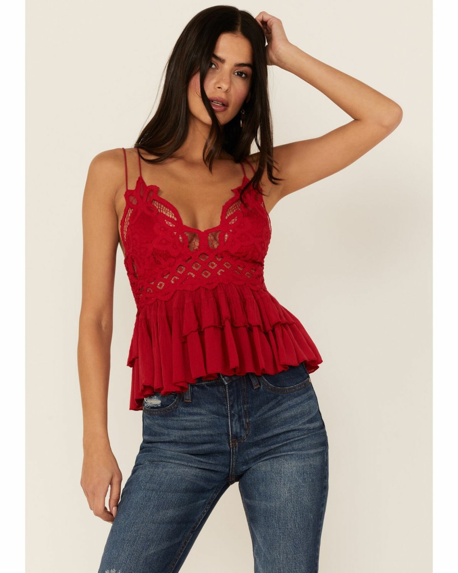 Shirt * | Free People Women'S Adella Cami Lace Ruffled Tank Top