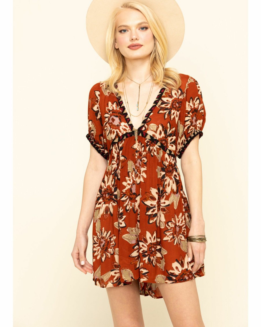 Dress * | Free People Women'S On The Edge Dress Rust Copper