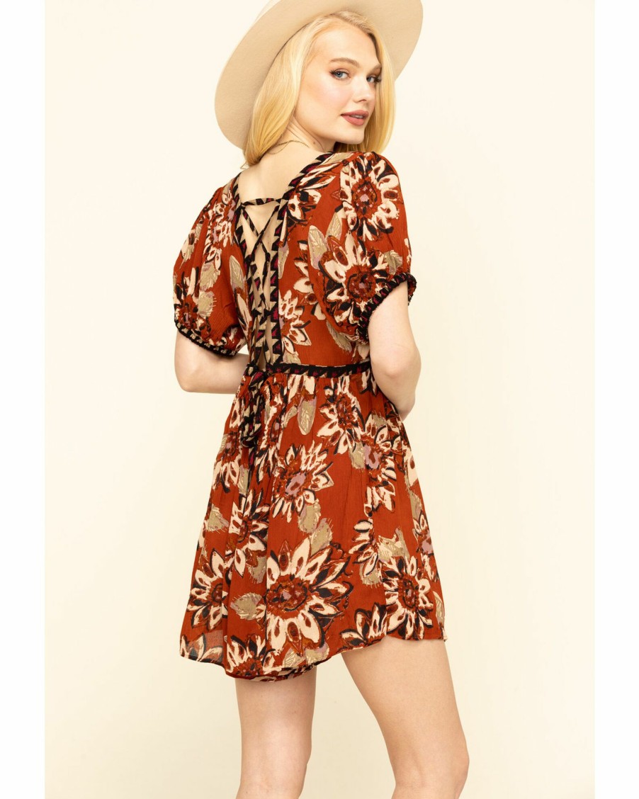 Dress * | Free People Women'S On The Edge Dress Rust Copper