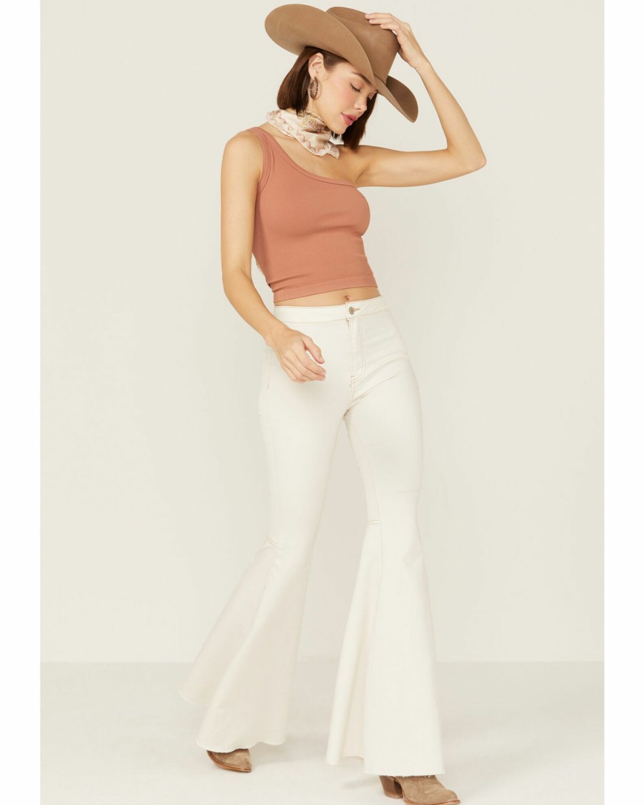 Jean * | Free People Women'S High-Rise Just Float On Flare Jeans Off White