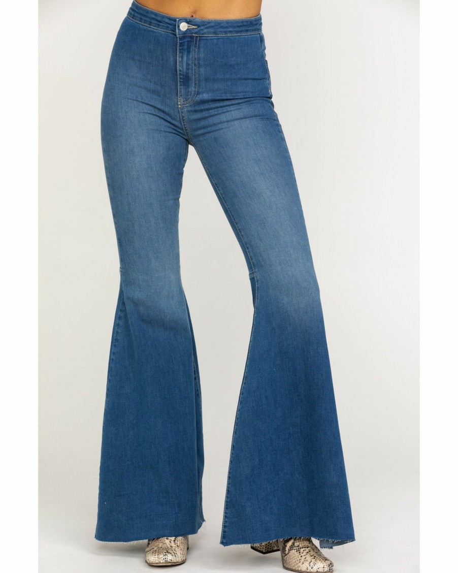 Jean * | Free People Women'S Dark Wash High-Rise Just Float On Flare Jeans Dark Blue