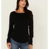 Shirt * | Free People Women'S Daisy Chain Cuff Knit Long Sleeve Top Black