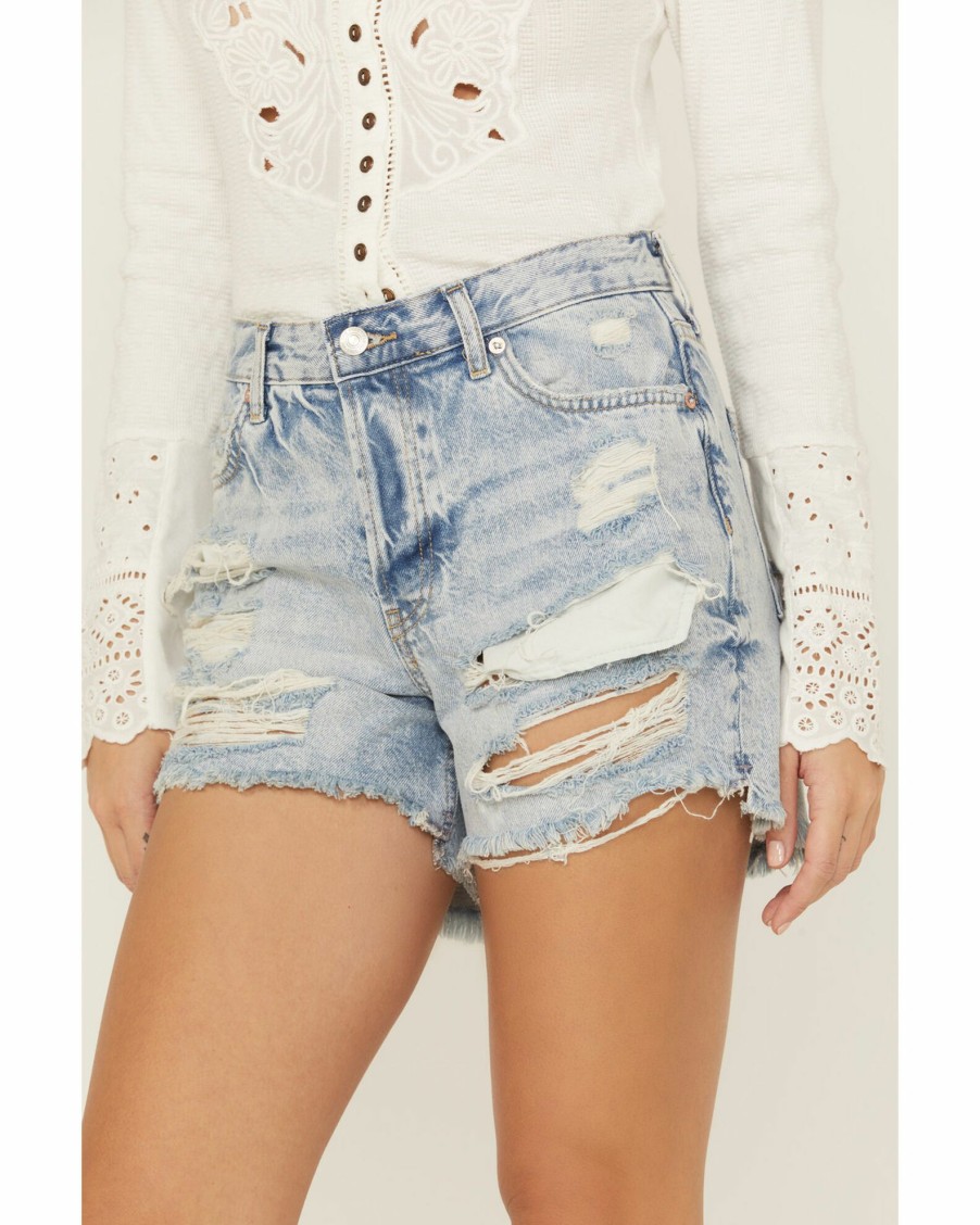 Shorts * | Free People Women'S Maggie Light Distressed Shorts Stone