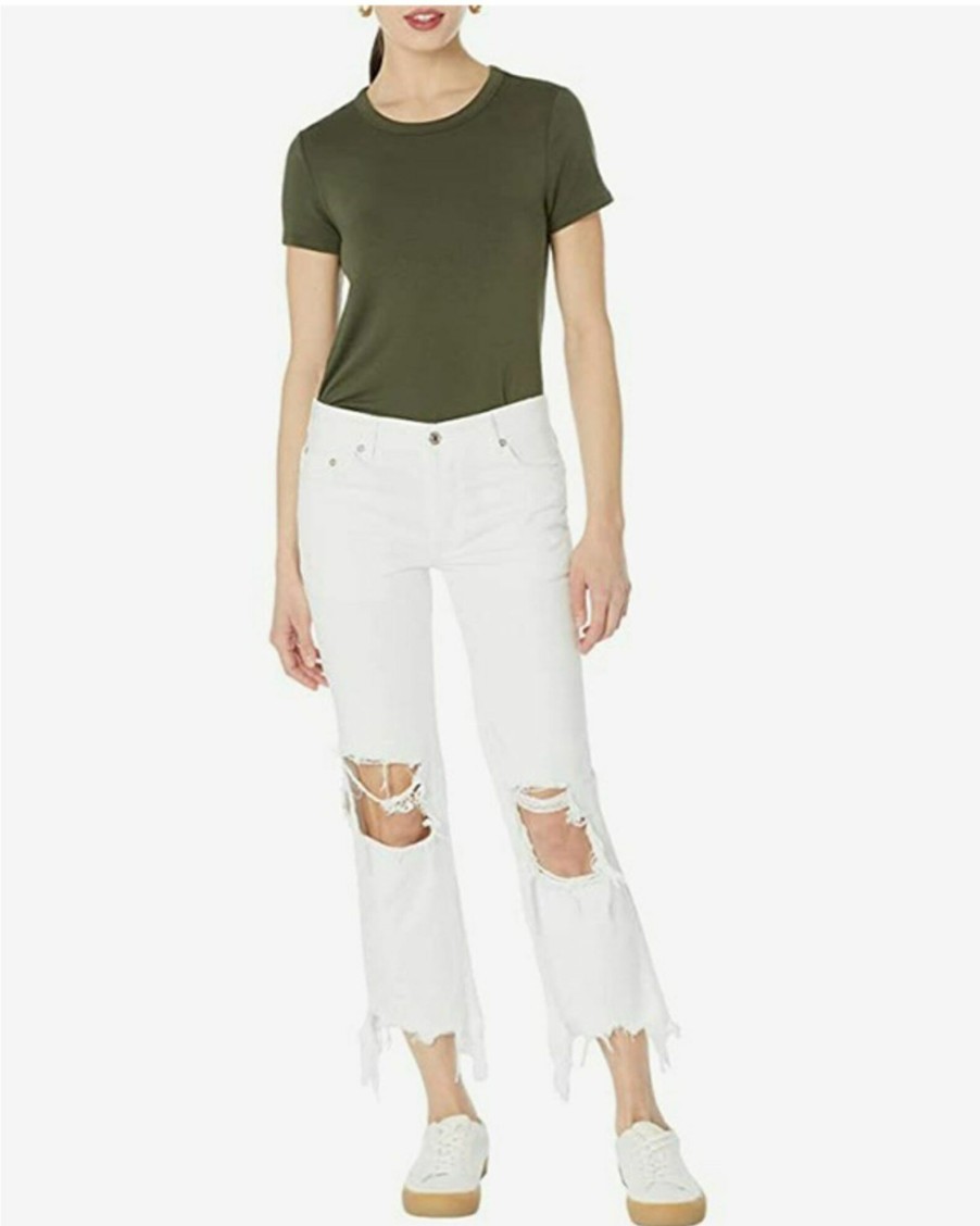 Jean * | Free People Women'S Maggie Mid-Rise Straight Leg Jeans White