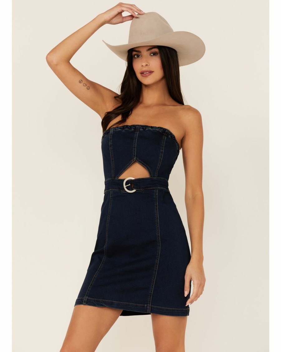 Dress * | Free People Women'S As If Denim Mini Dress Blue