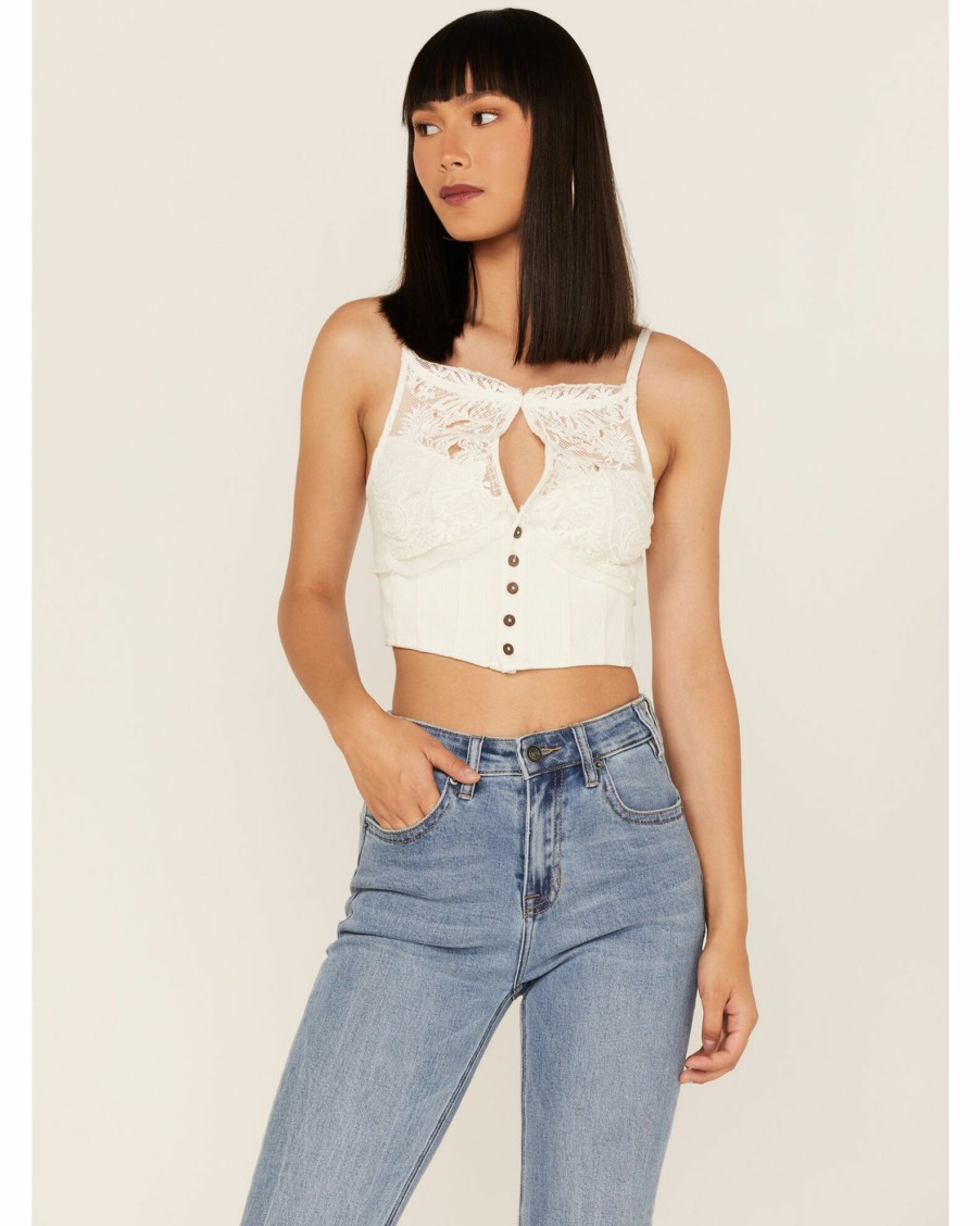 Shirt * | Free People Women'S Have My Heart Cropped Tank Top White