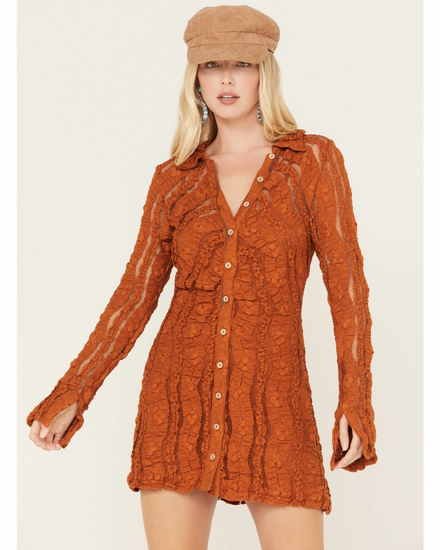 Dress * | Free People Women'S Shayla Lace Mini Dress Orange