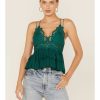 Shirt * | Free People Women'S Adella Cami Lace Ruffled Tank Top Green