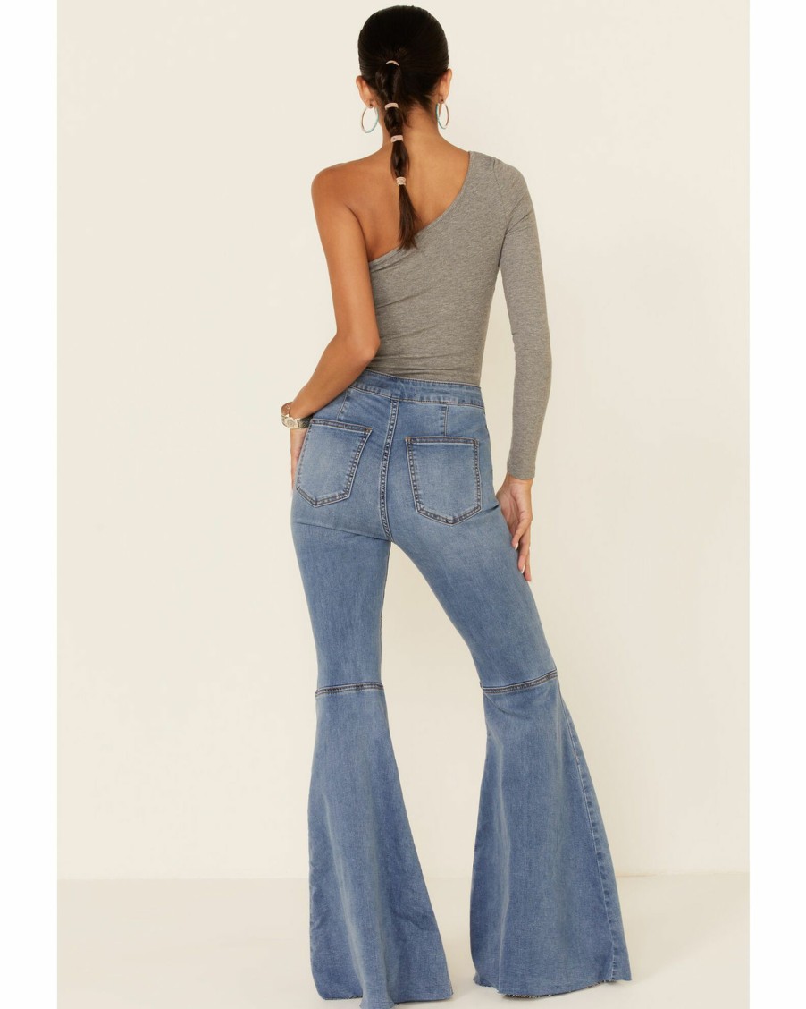 Jean * | Free People Women'S Love Letters Float On Flare Jeans Blue