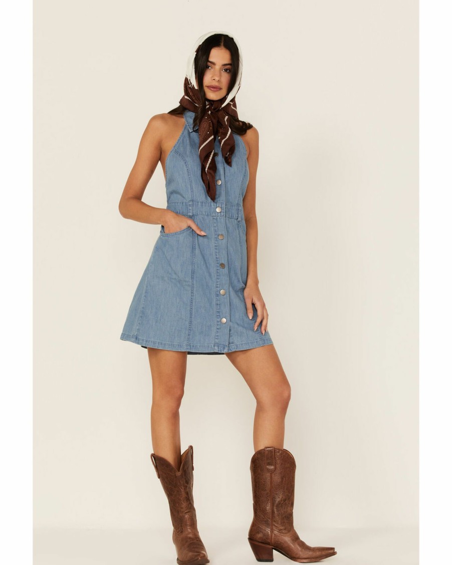 Dress * | Free People Women'S Sami Denim Mini Dress Blue