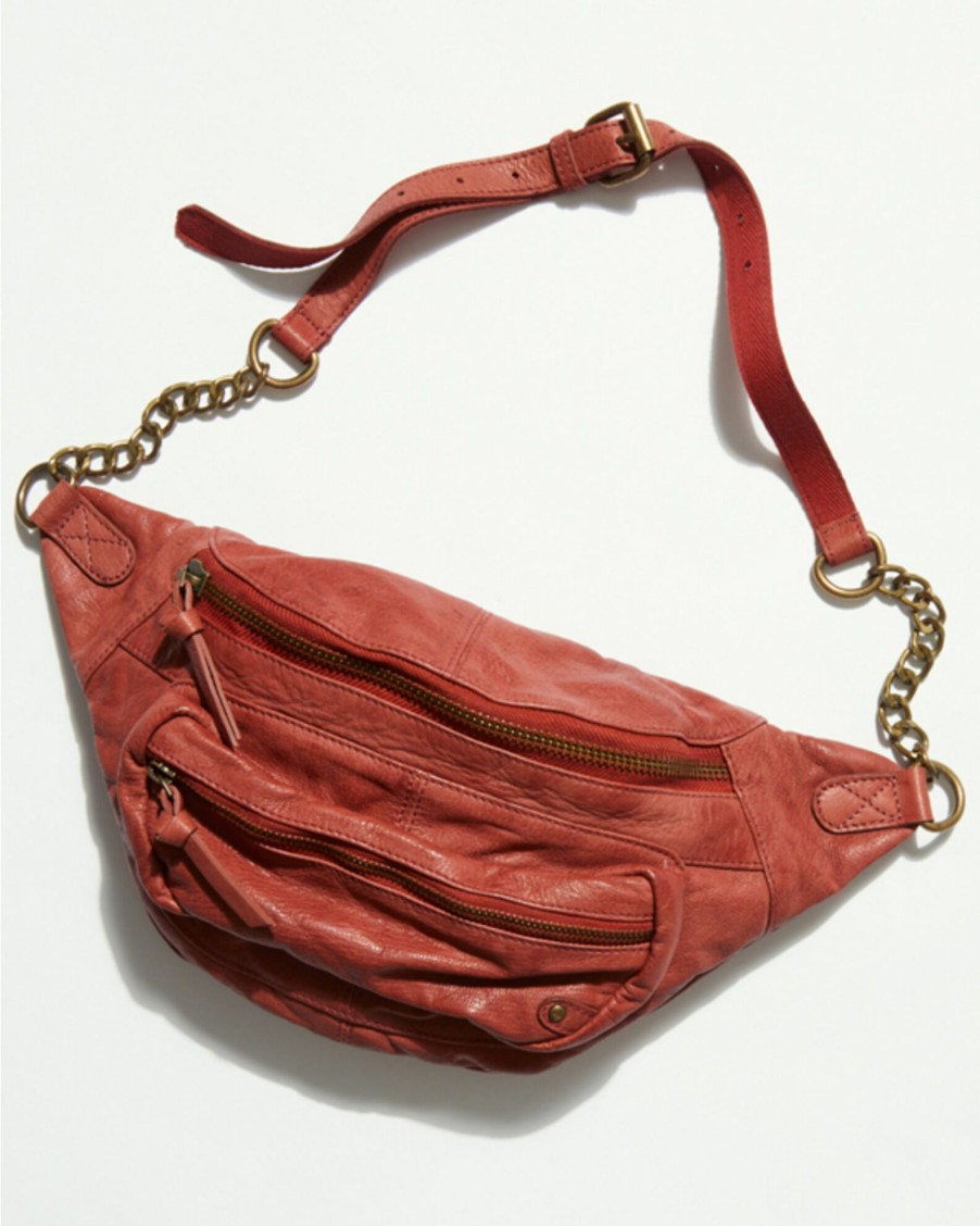 Purse / Handbag * | Free People Women'S Archer Leather Chain Sling Bag Red