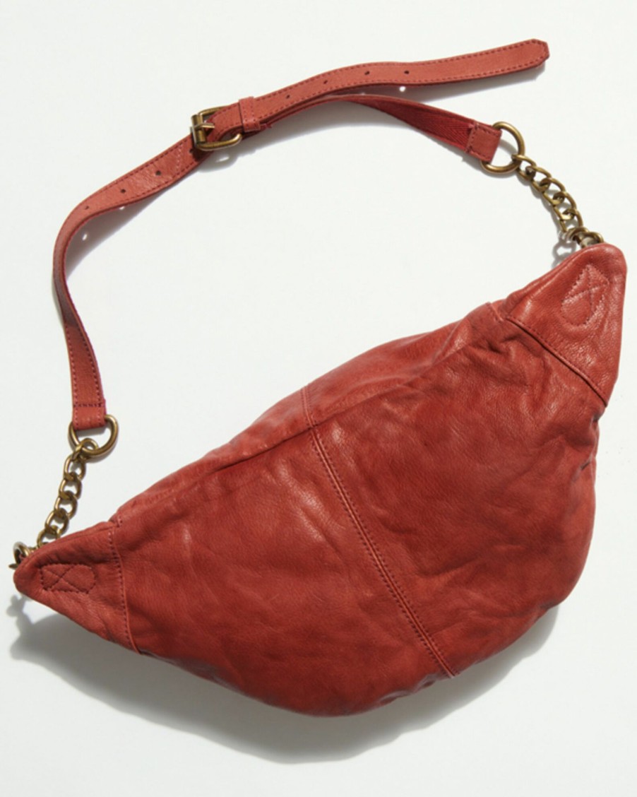 Purse / Handbag * | Free People Women'S Archer Leather Chain Sling Bag Red