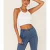 Shirt * | Free People Women'S Solid Ribbed Racerback Crop Tank Top White