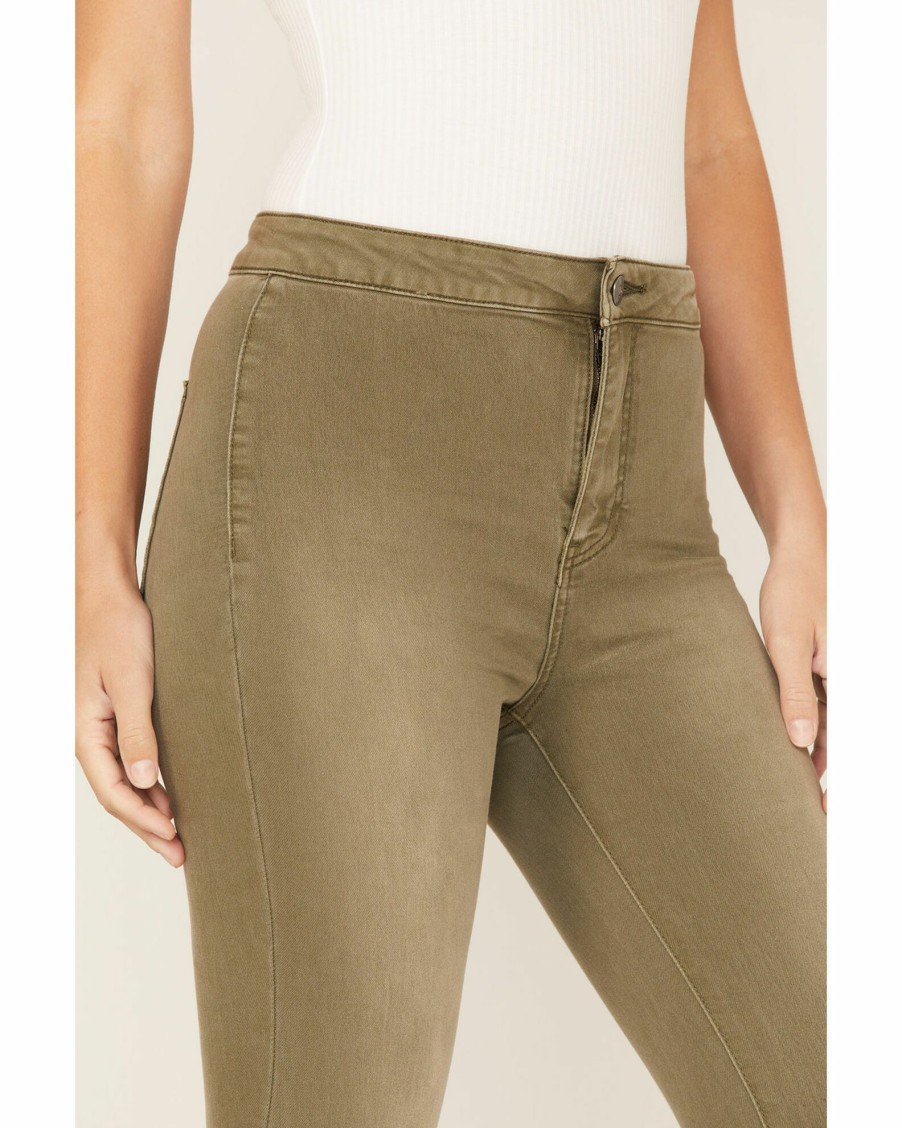 Jean * | Free People Women'S Just Float On High-Rise Flare Jeans Olive