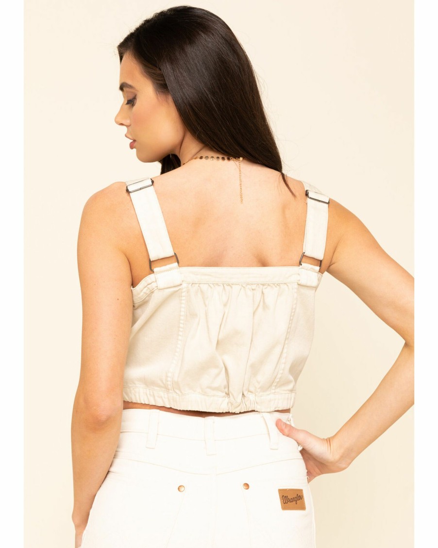 Shirt * | Free People Women'S Palm Desert Denim Top Ivory