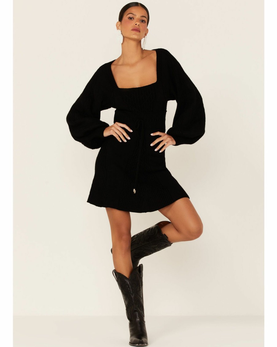 Dress * | Free People Women'S Emmaline Mini Sweater Dress Black