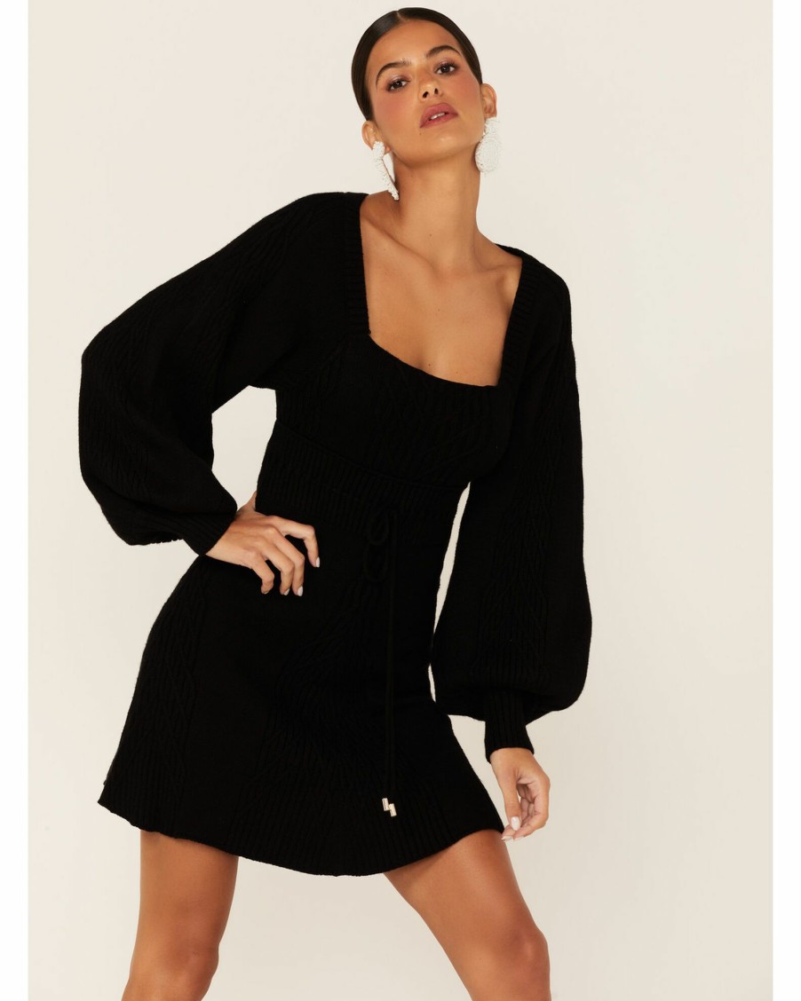 Dress * | Free People Women'S Emmaline Mini Sweater Dress Black