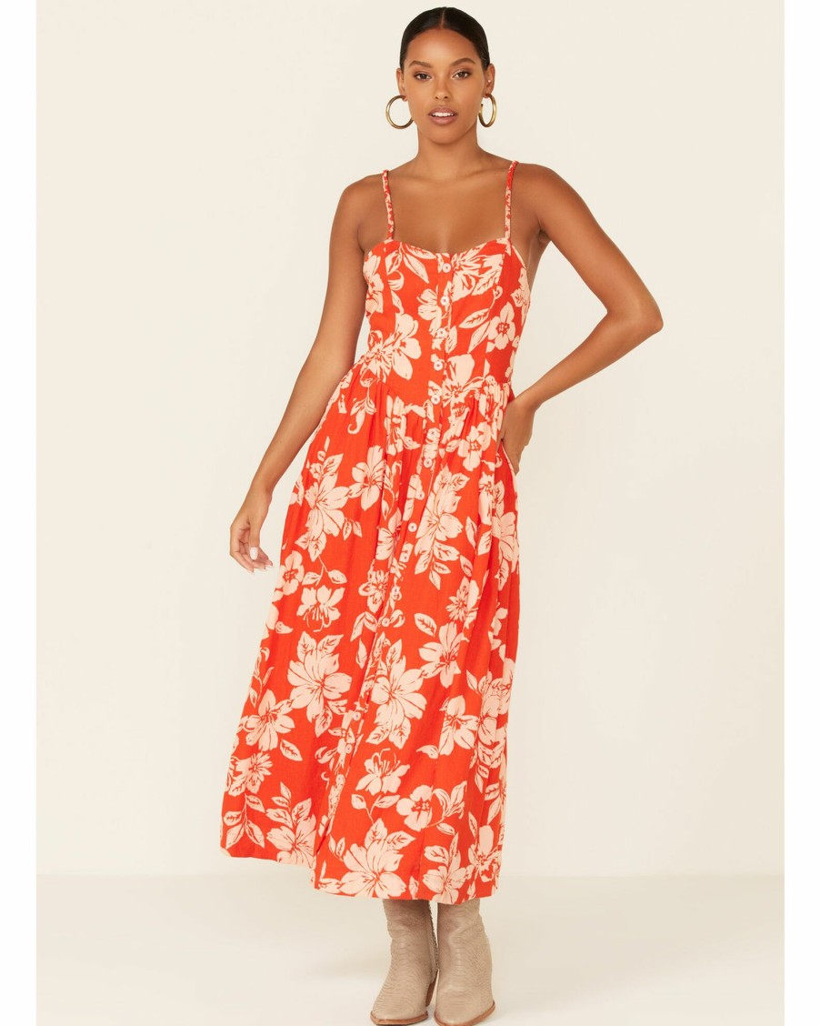 Dress * | Free People Women'S Floral Print Perfect Sundress Red