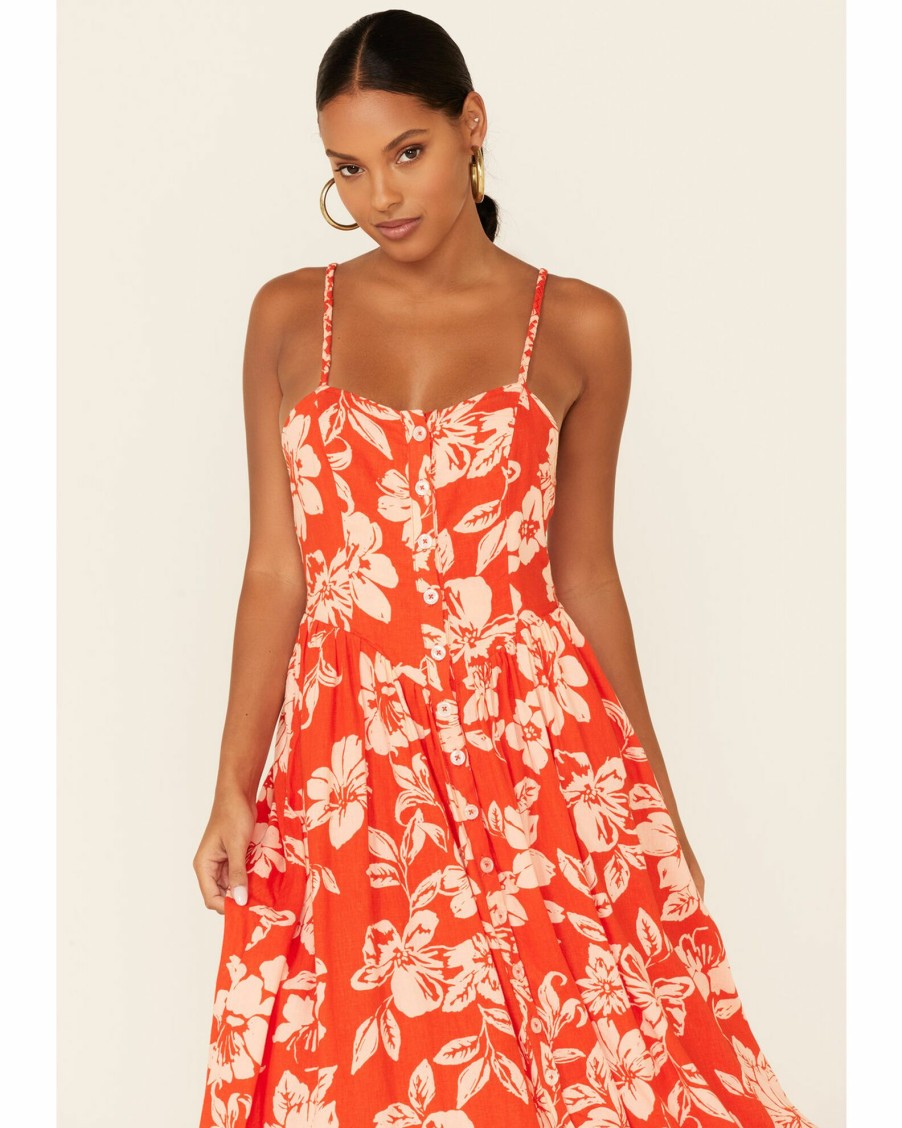 Dress * | Free People Women'S Floral Print Perfect Sundress Red