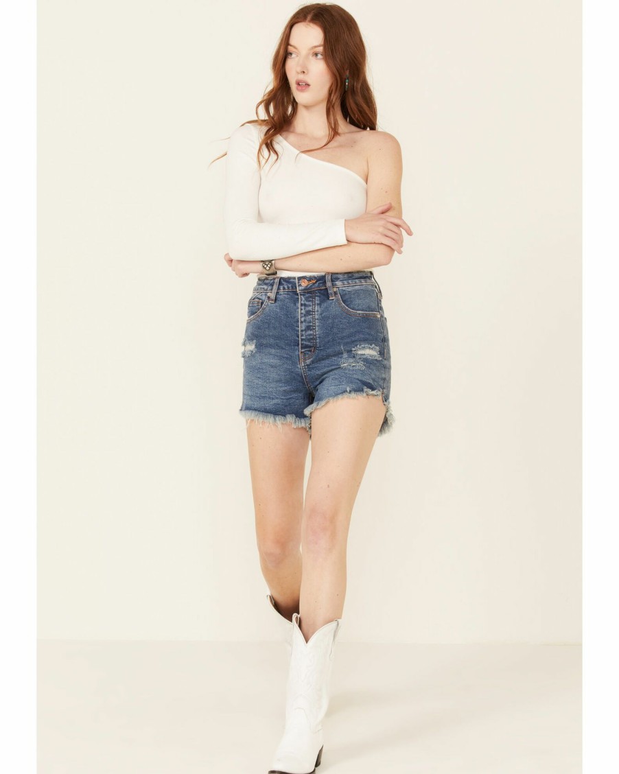 Shorts * | Free People Women'S Curvy Vintage Shorts Blue