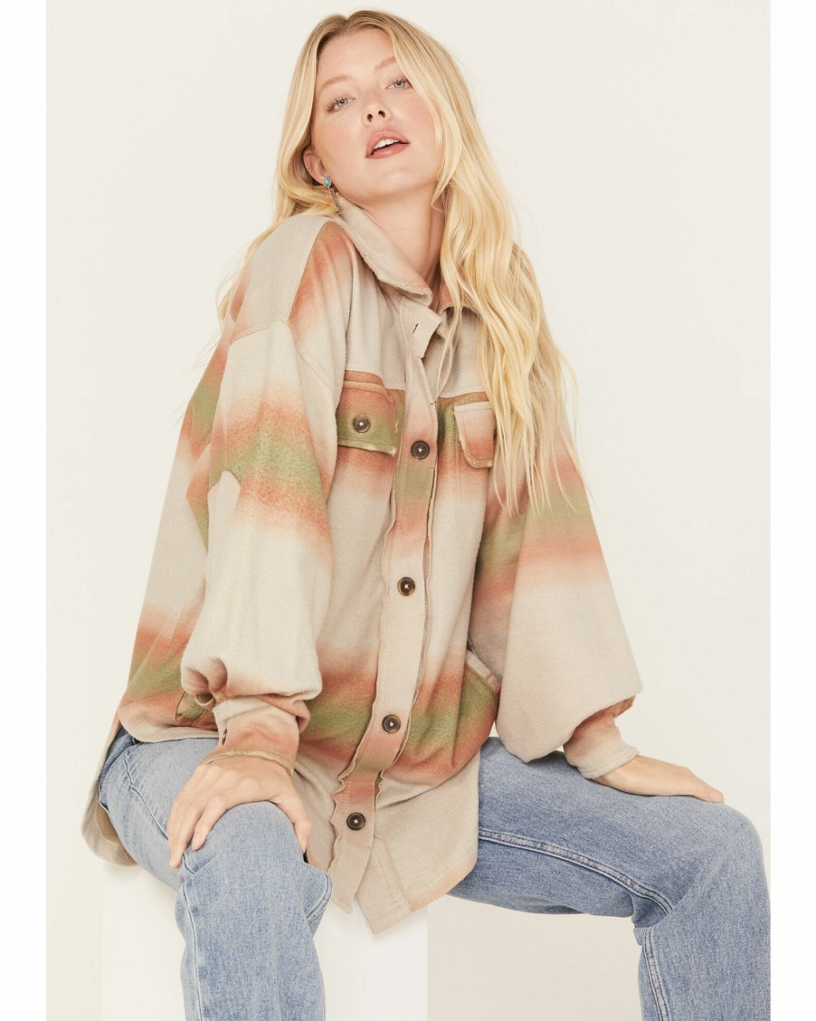 Jacket * | Free People Women'S Ombre Serape Print Ruby Jacket Ivory