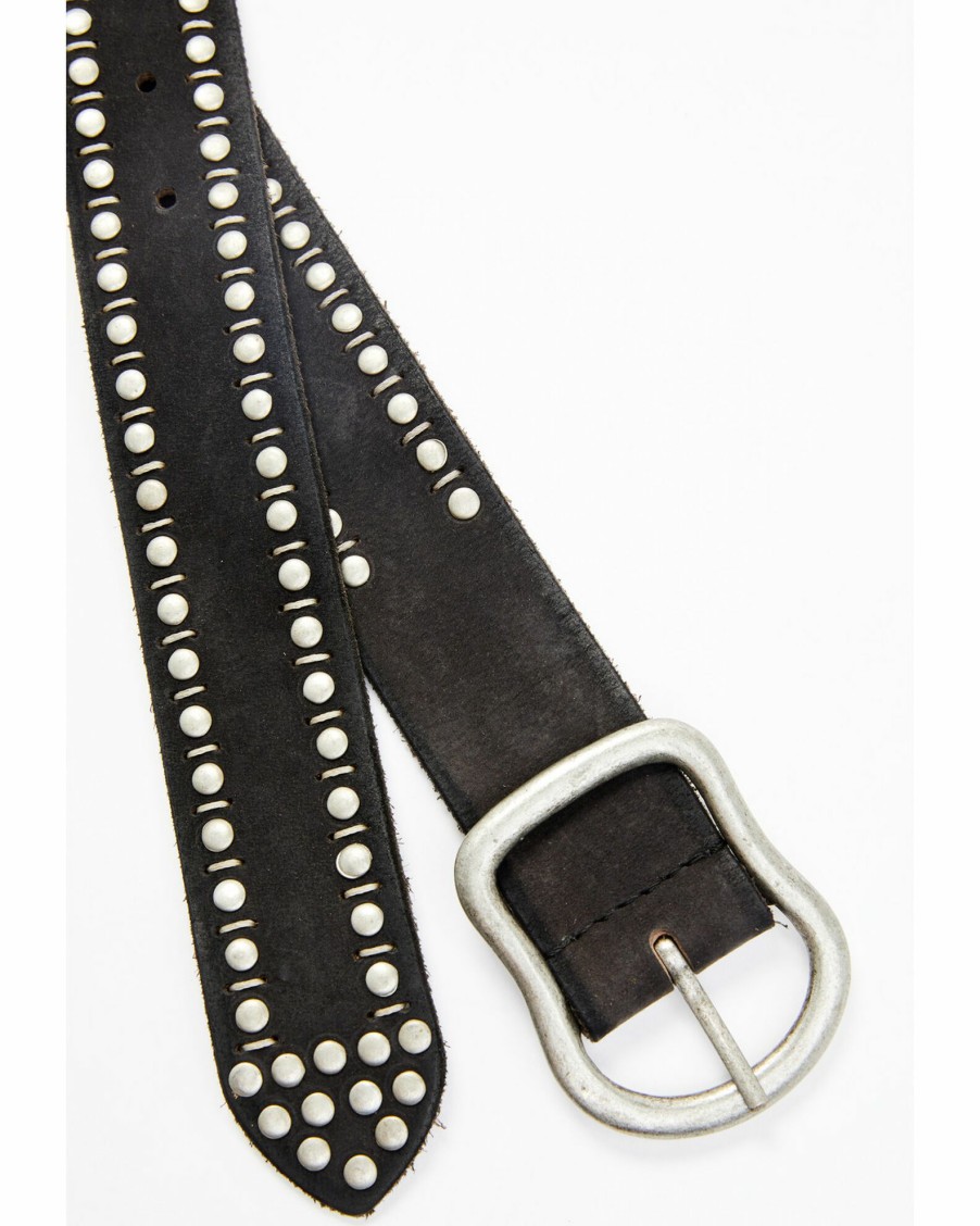 Belt * | Free People Women'S Studded Leather Belt Black