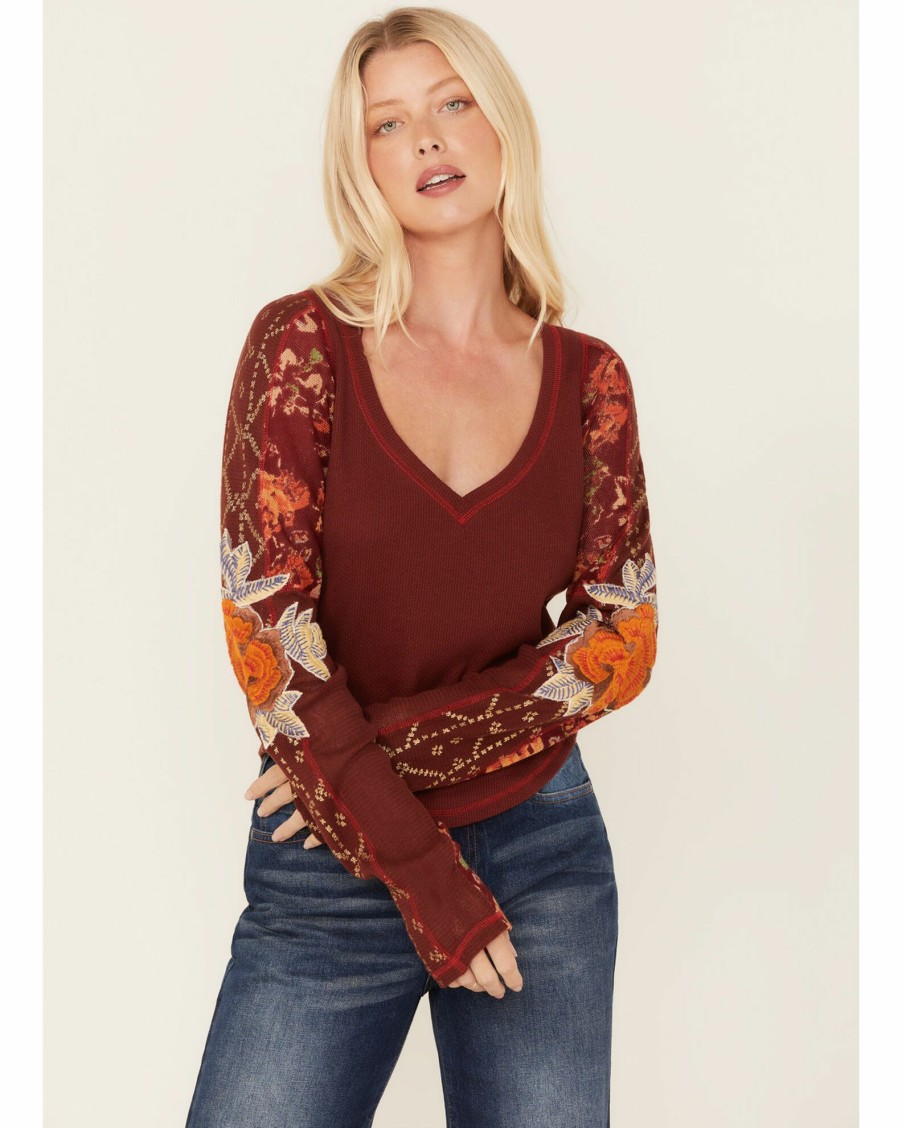 Shirt * | Free People Women'S Amara Floral Print Long Sleeve Top