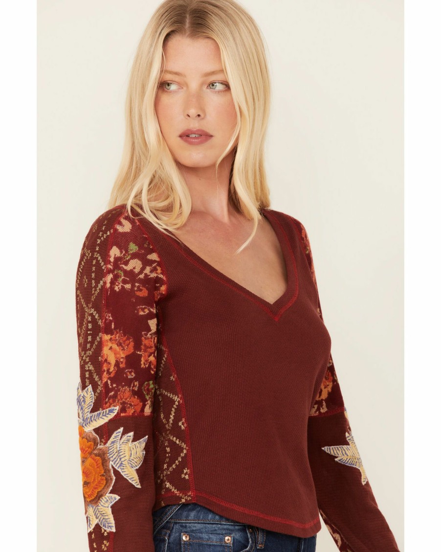 Shirt * | Free People Women'S Amara Floral Print Long Sleeve Top