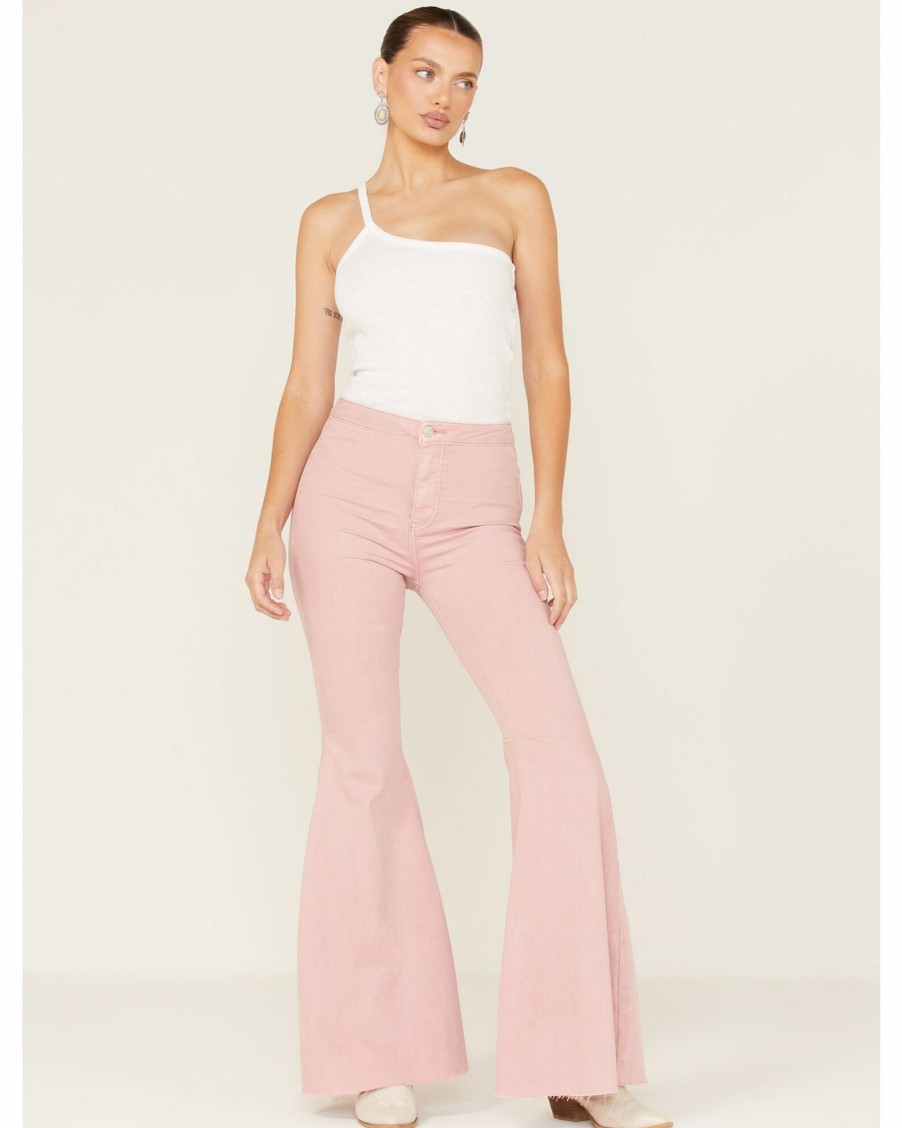 Jean * | Free People Women'S Just Float On High-Rise Flare Jeans Pink