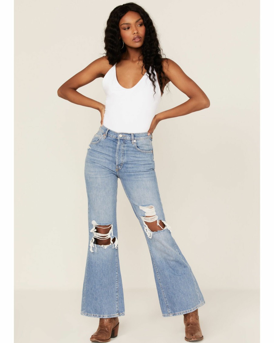 Jean * | Free People Women'S New Dawn Flare Jeans Blue